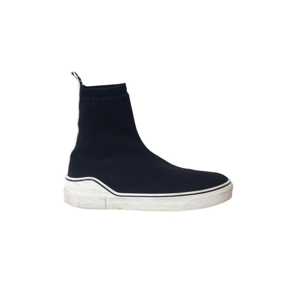 Givenchy George V Logo Stretch-Knit High-Top Slip-On Sneakers in Black Polyamide